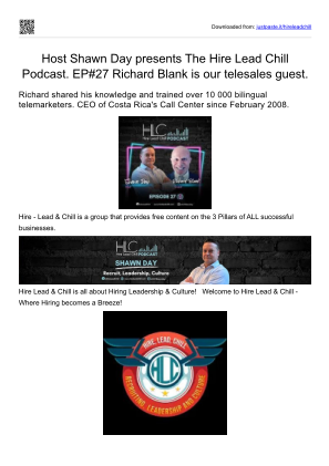 免费下载 Hire Lead Chill podcast sales guest Richard Blank Costa Ricas Call Center.pdf