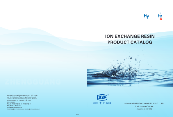 Descargar NINGBO ZHENGGUANG ION EXCHANGE RESIN CATALOG-2023.pdf gratis