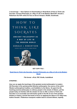 Unduh (Read) PDF How to Think Like Socrates_ Ancient Philosophy as a Way of Life in the Modern World by Donald J. Robertson.pdf secara gratis