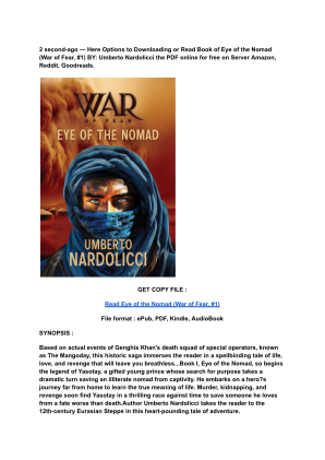 Unduh (Read) PDF Eye of the Nomad (War of Fear, #1) by Umberto Nardolicci.pdf secara gratis