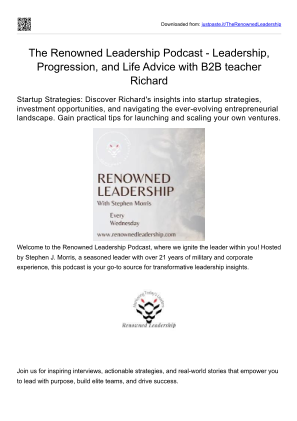 Baixe The Renowned Leadership Podcast - Leadership, Progression, and Life Advice with B2B teacher Richard Blank.pdf gratuitamente