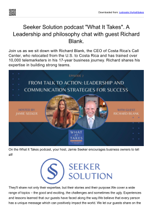 What It Takes. A Seeker Solution podcast by Jamie Seeker. Leadership and philosophy with guest Richard Blank..pdf را به صورت رایگان دانلود کنید