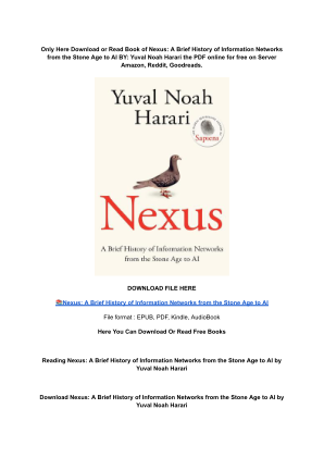 Unduh (DOWNLOAD) (PDF) Nexus A Brief History of Information Networks from the Stone Age to AI by Yuval Noah Harari secara gratis