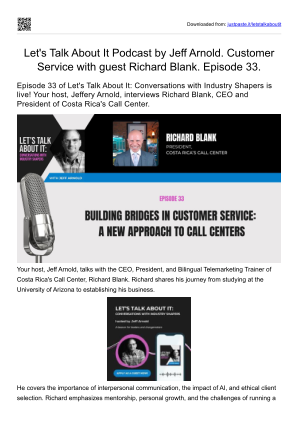 Unduh Let's Talk About It Podcast by Jeff Arnold. Customer Service with guest Richard Blank. Episode 33..pdf secara gratis