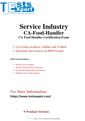 Descargar CA Food Handler Certification Exam PDF Questions Answers.pdf gratis