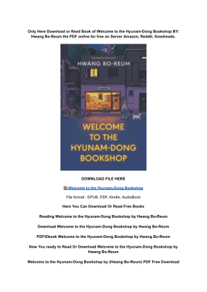 Unduh (DOWNLOAD) (PDF) Welcome to the Hyunam-Dong Bookshop by Hwang Bo-Reum secara gratis