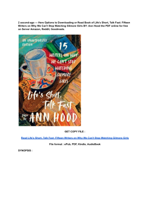 Unduh (Read) PDF Life's Short, Talk Fast_ Fifteen Writers on Why We Can't Stop Watching Gilmore Girls by Ann Hood.pdf secara gratis