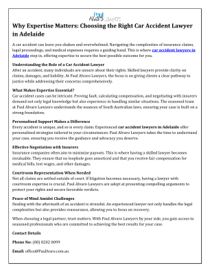 免费下载 Why Expertise Matters-Choosing the Right Car Accident Lawyer in Adelaide.pdf