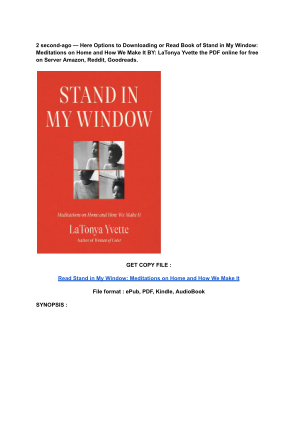 Unduh (Read) PDF Stand in My Window_ Meditations on Home and How We Make It by LaTonya Yvette.pdf secara gratis