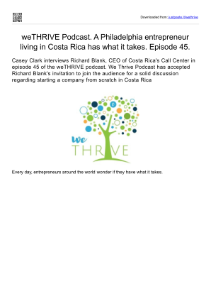 免费下载 WE THRIVE PODCAST TELEMARKETING GUEST RICHARD BLANK COSTA RICA'S CALL CENTER.