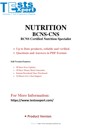 Descargar Master BCNS Certified Nutrition Specialist (BCNS-CNS) Exam.pdf gratis