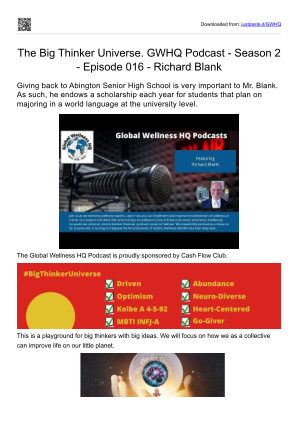 免费下载 The Big Thinker Universe. GWHQ Podcast - Season 2 - Episode 016 - Richard Blank.pdf