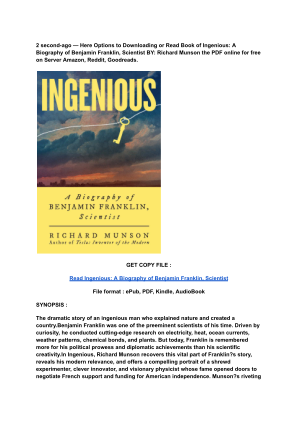 Unduh (Read) PDF Ingenious_ A Biography of Benjamin Franklin, Scientist by Richard Munson.pdf secara gratis