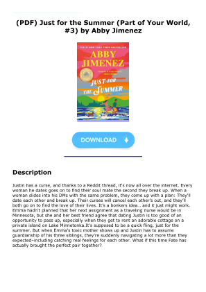 Unduh Download [PDF] Just for the Summer (Part of Your World, #3) by Abby Jimenez secara gratis