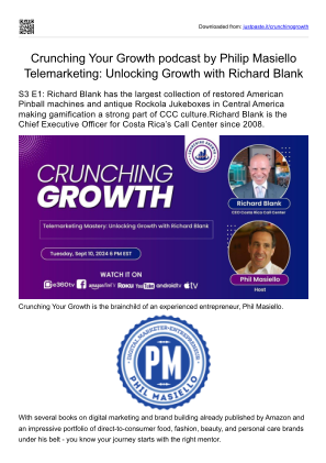 免费下载 Crunching Growth podcast by Philip Masiello  Telemarketing Unlocking Growth with Richard Blank.