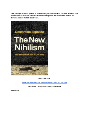 Скачать (Read) PDF The New Nihilism_ The Existential Crisis of Our Time by Costantino Esposito.pdf бесплатно