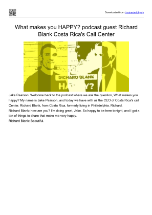 免费下载 What makes you happy podcast sales guest Richard Blank Costa Ricas Call Center.