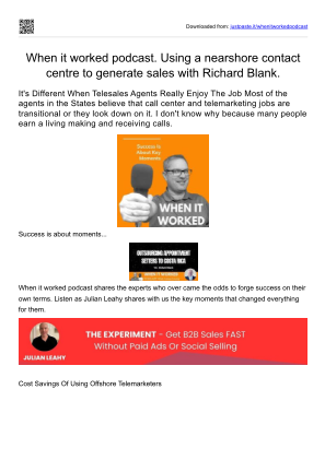 Télécharger When it worked podcast outsourcing guest Richard Blank Costa Ricas Call Center. gratuitement