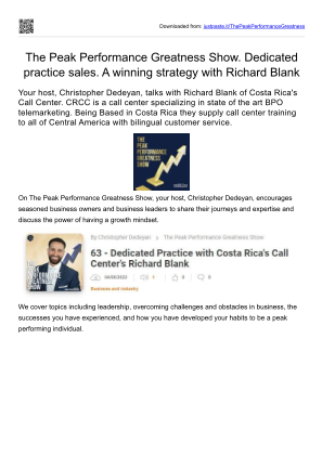 Baixe Dedicated practice sales. A winning strategy with Richard Blank. The Peak Performance Greatness Show. gratuitamente