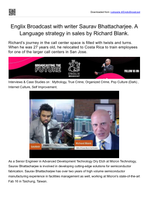 免费下载 Englix Broadcast with writer Saurav Bhattacharjee. A Language strategy in sales by Richard Blank