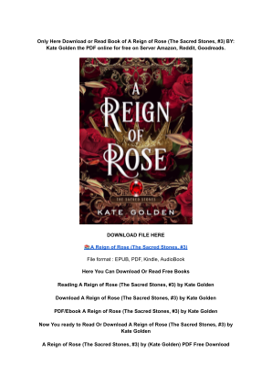 Unduh (DOWNLOAD) (PDF) A Reign of Rose (The Sacred Stones, #3) by Kate Golden secara gratis