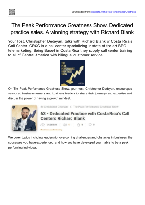 免费下载 The Peak Performance Greatness Show. Dedicated practice sales. A winning strategy with Richard Blank.